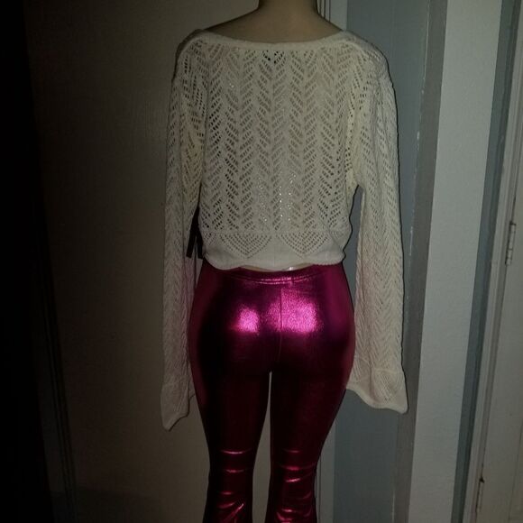 FRYE Open Knit Pointelle Ruffle Cardigan CREAM NWT - Picture 14 of 14